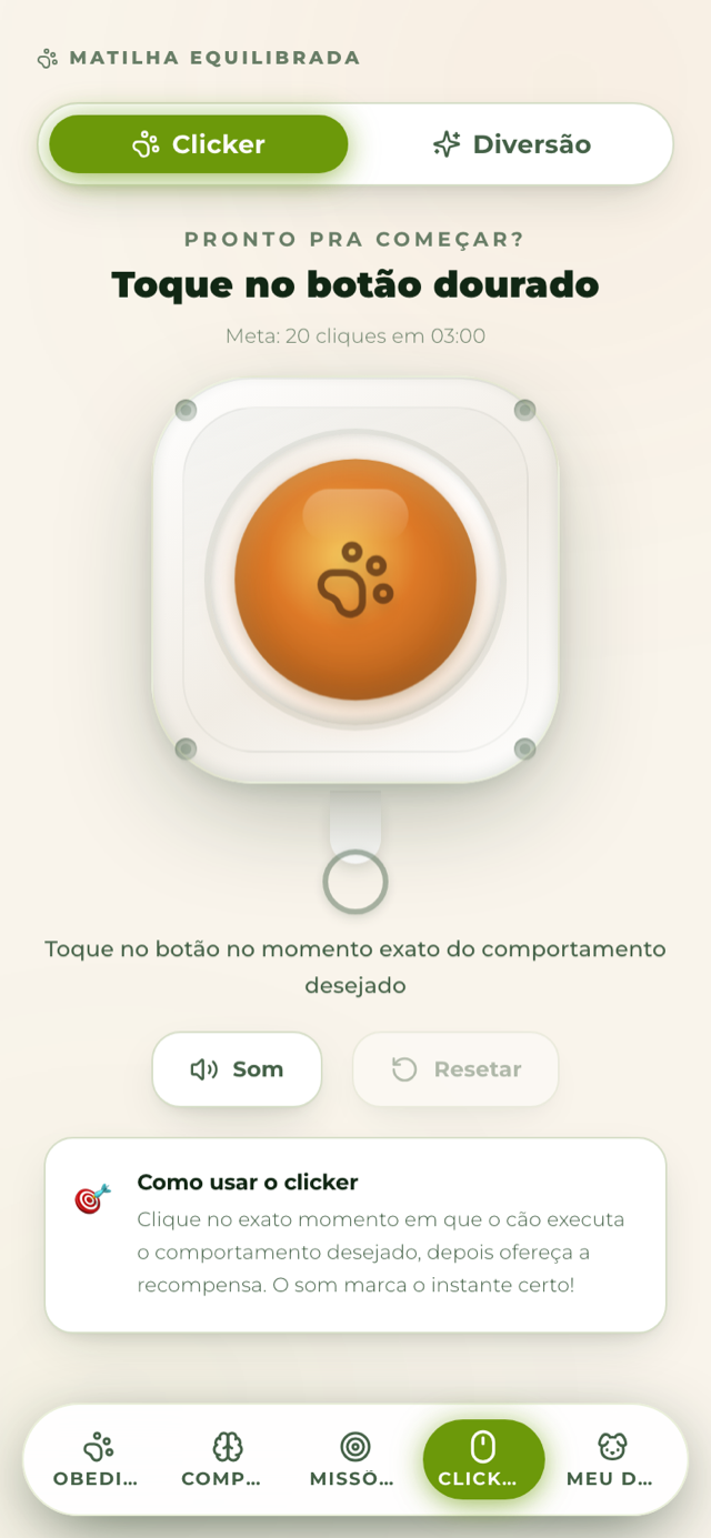 Tela real do app: Clicker profissional
